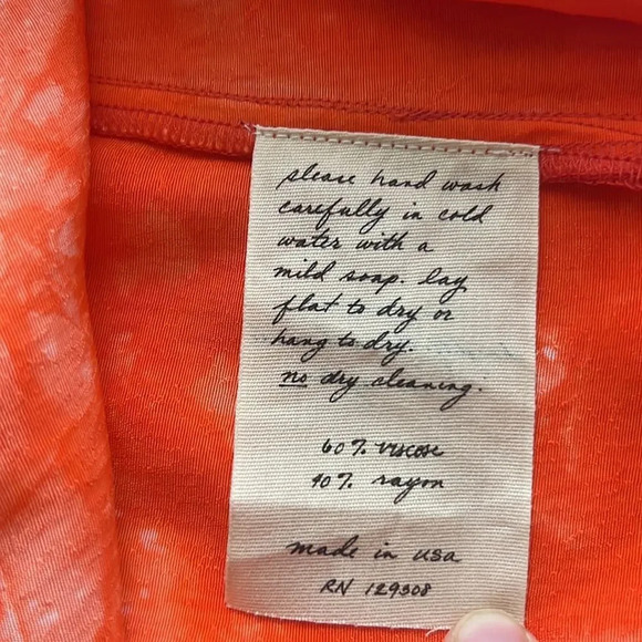 RAQUEL ALLEGRA Orange Tie-Dye V-Neck Midi Dress size 2 (Medium) - Picture 12 of 13
